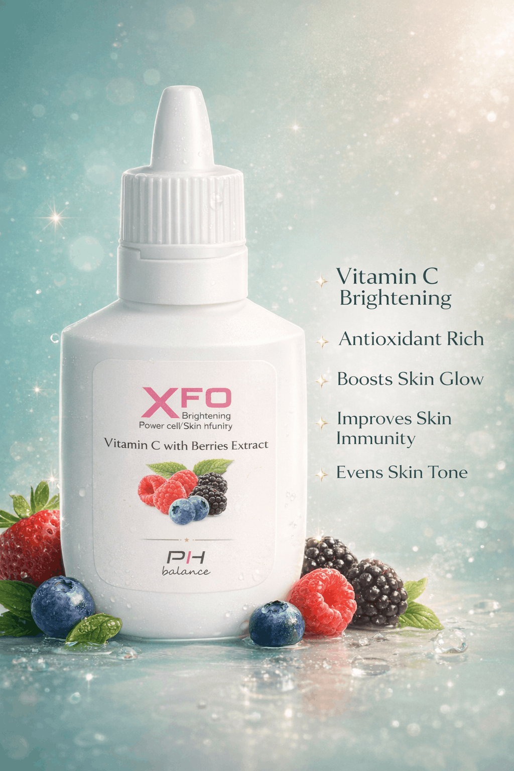 XFO Brightening Gel Serum – Vitamin C & Berries | Acne Scars | 20ml